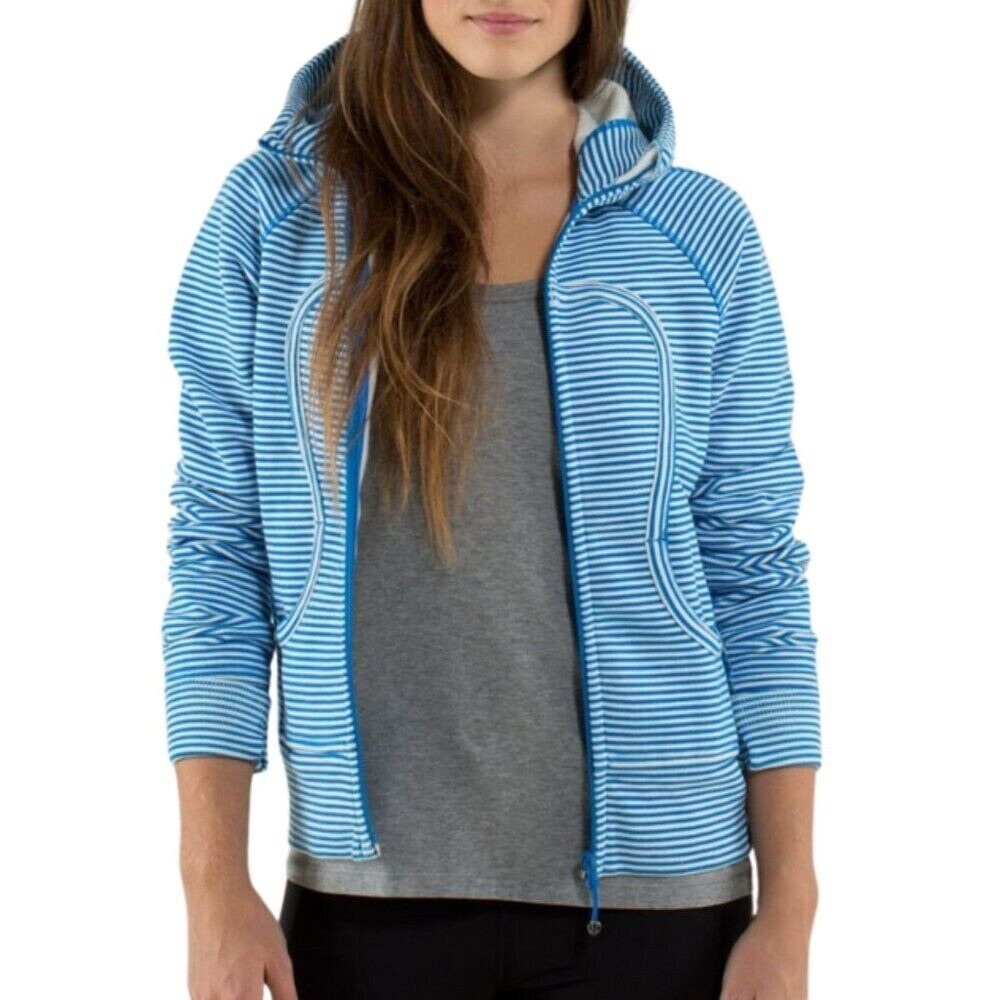 Lululemon Scuba Hoodie Slope Stripe Printed Polar Cream Beaming Blue Women’s 12